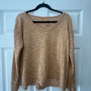 SO Women's V-Neck Sweater in Tan